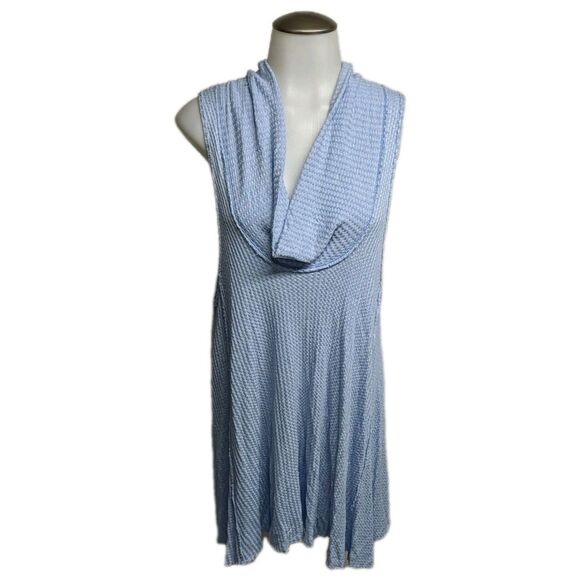 We The Free FP Tunic Top Women Lagenlook Cowl Neck Sleeveless Wide Powder Blue L - Picture 4 of 8